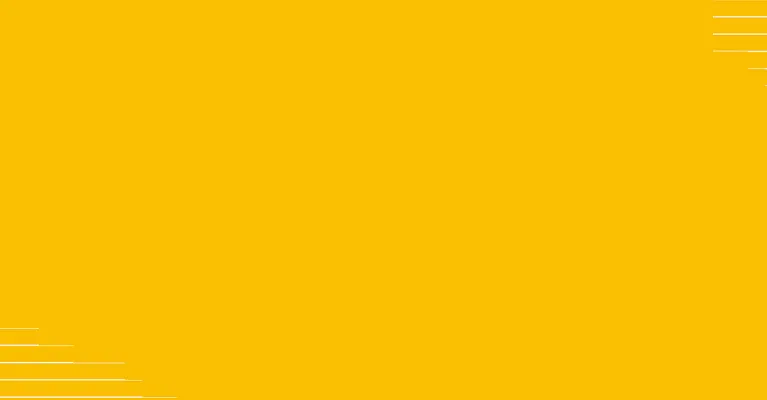Solid yellow background with minimal white line accents in corners.